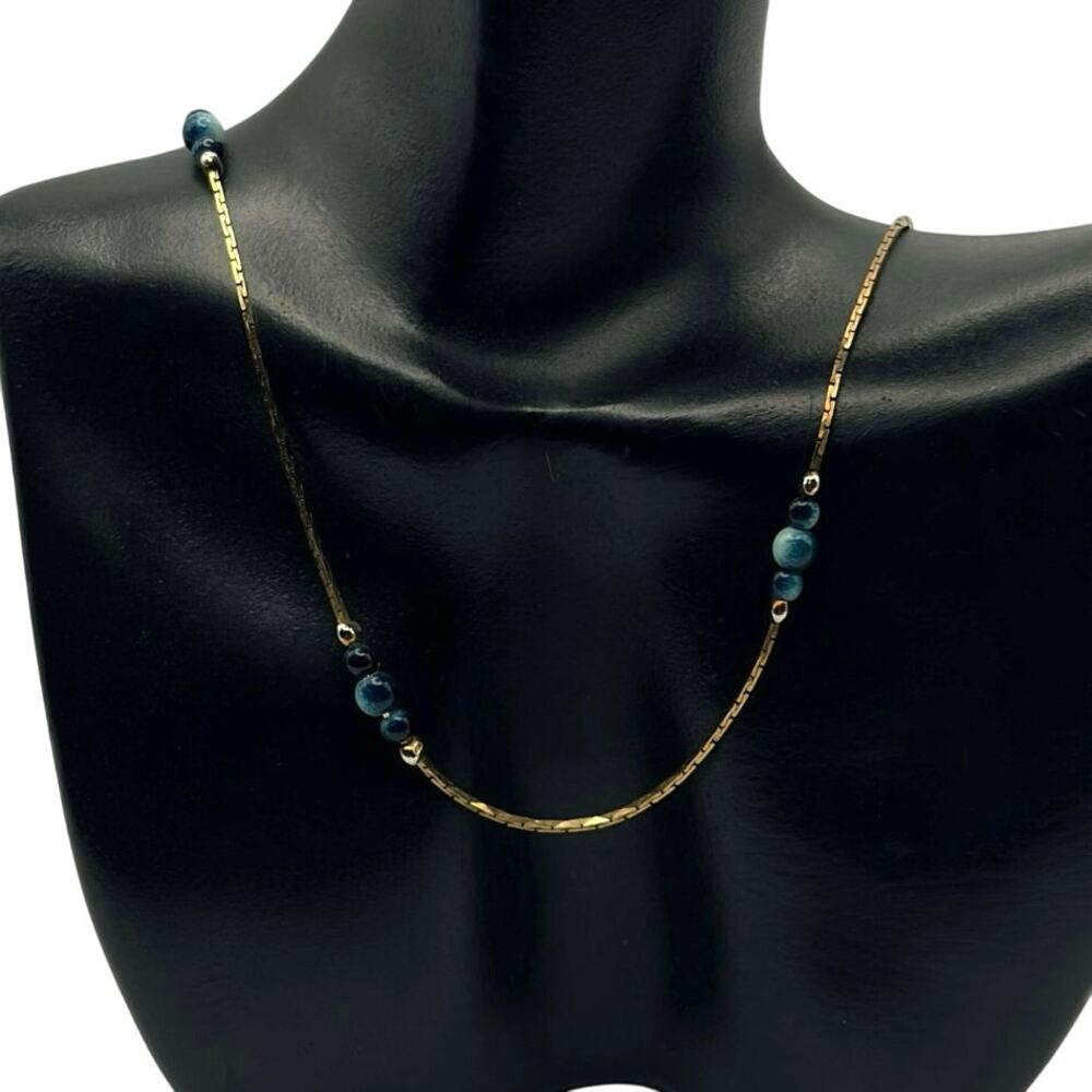 90s Gold & Blue Bead Necklace